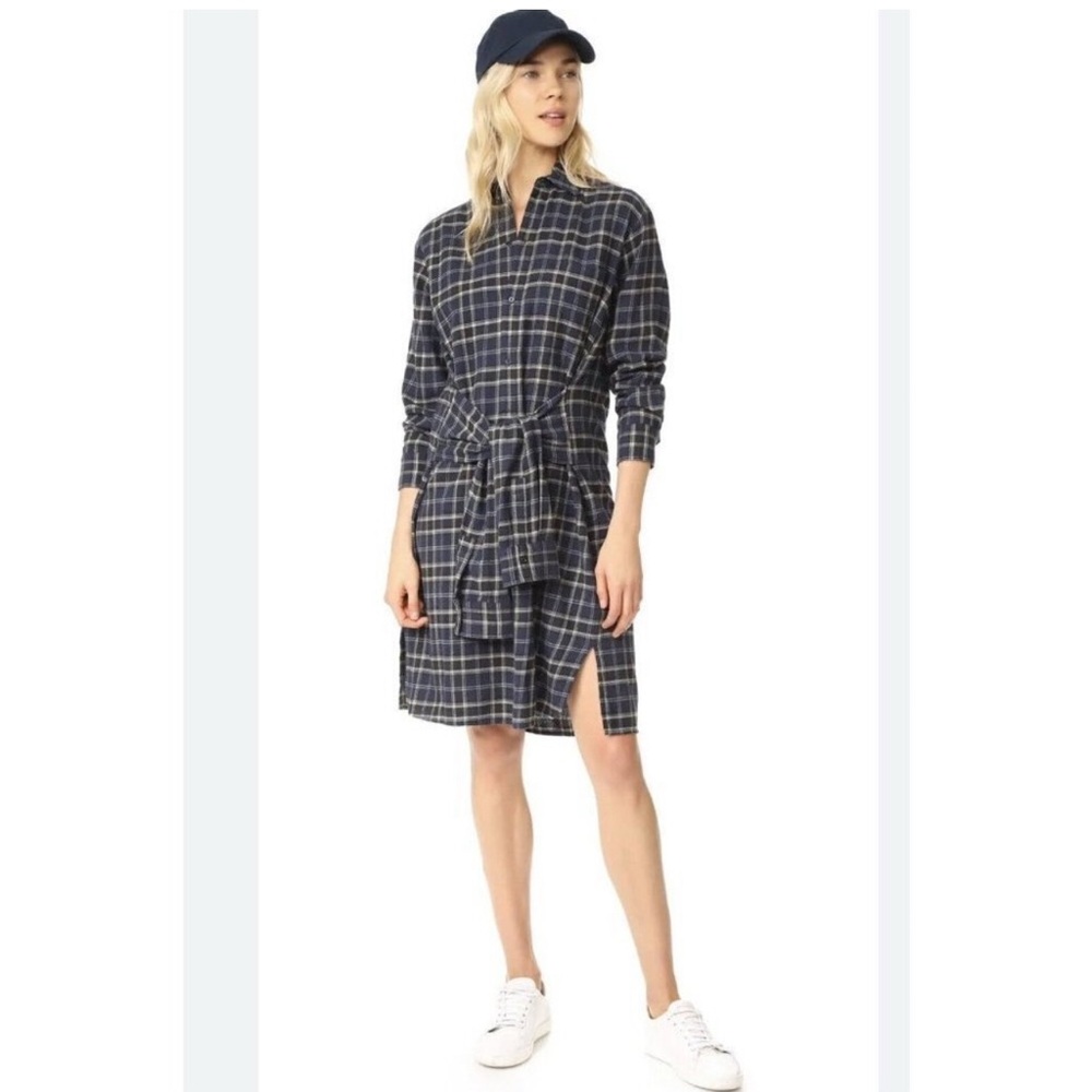 Vince Black and Cream Plaid Dress